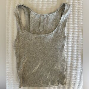 Skims Cotton Rib Tank in Heather Gray